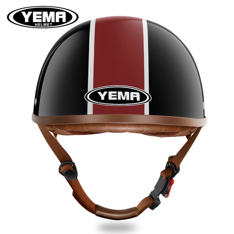 3C认证野马四季通用电动摩托车头盔男女复古瓢盔夏季半盔安全帽灰