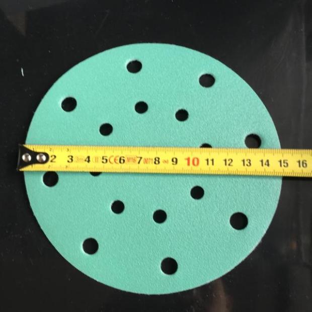 汽车干磨砂纸寸孔 植绒1mm圆盘绿色背绒无尘打磨摩卡