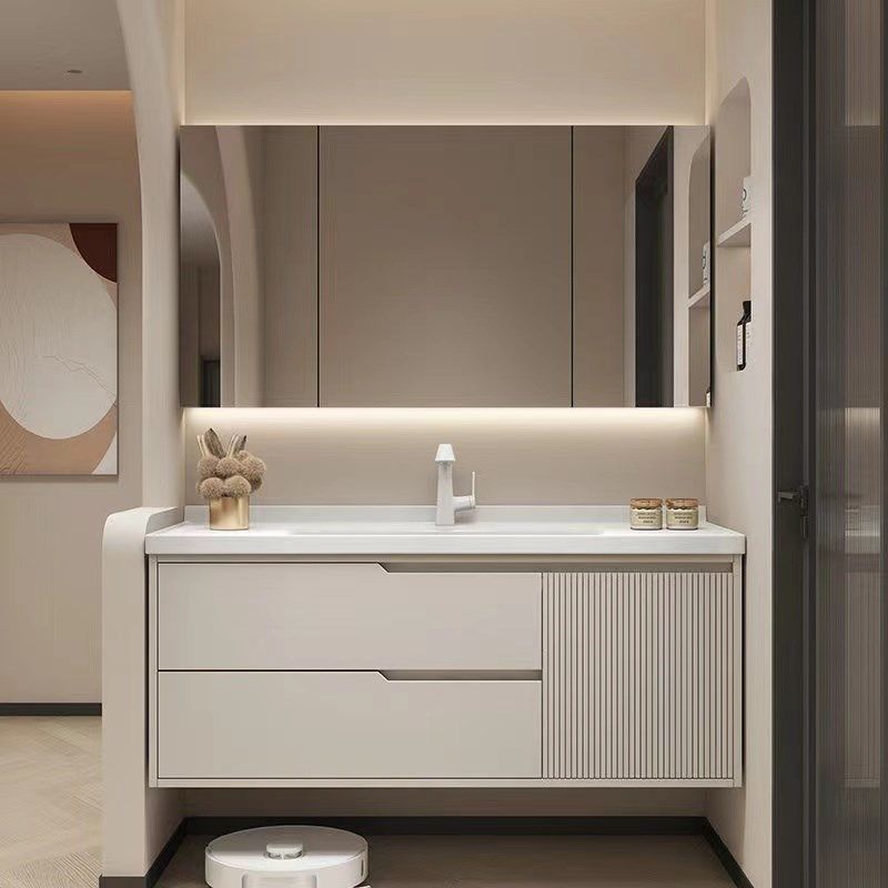 现代奶油风橡木烤漆浴室柜陶瓷一体盆洗脸盆柜洗漱台盆,家装主材,浴室柜组合,淘宝优惠券,粉丝福利购,淘宝优惠卷