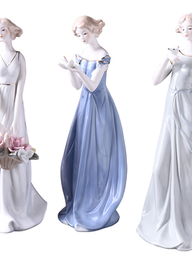 欧式家居客厅陶瓷人物饰品酒柜电视柜卧室装饰品西洋美女创意