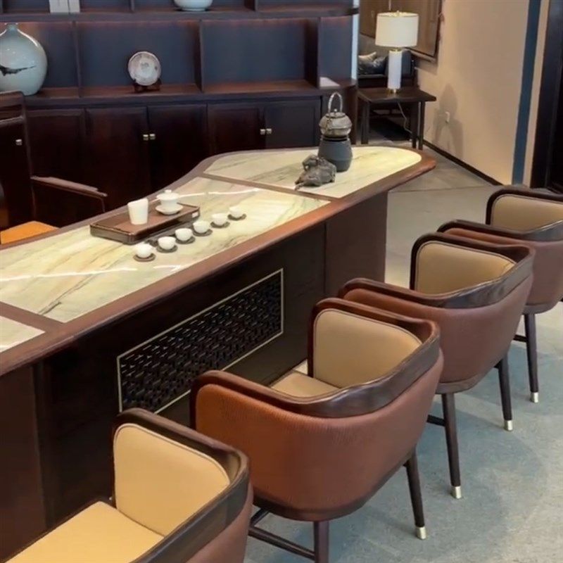 新现代高奢茶桌岩板乌金木一桌五椅大小户型家用客厅办公,住宅家具,家用茶台/茶桌,淘宝优惠券,粉丝福利购,淘宝优惠卷