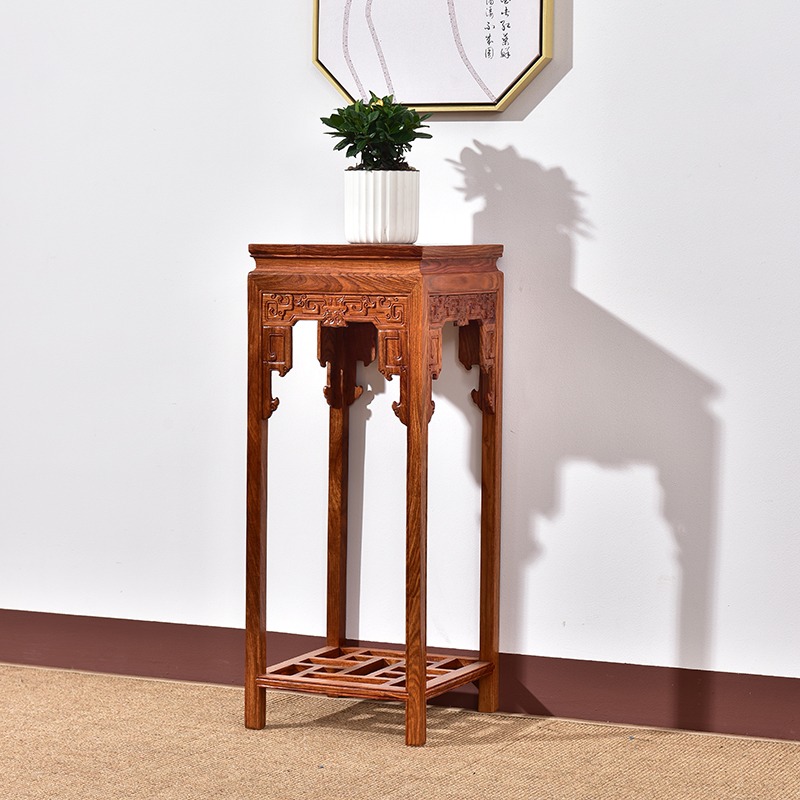 红木家具刺猬紫檀花架客厅花盆架中式原木绿萝实木花几落地盆景架