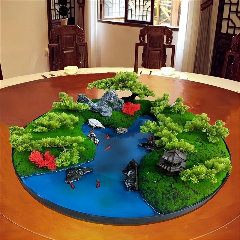 酒店大圆桌新转盘中间摆圆形微缩景观桌餐桌摆台装饰,家居饰品,餐桌花艺,淘宝优惠券,粉丝福利购,淘宝优惠卷