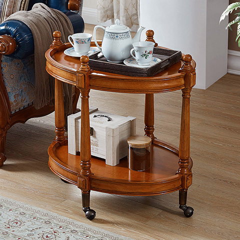 代唯优品全实木圆几角几沙发边柜边桌客厅可轮子小茶几