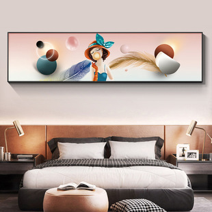 女孩子卧室牀头装饰画儿童房间女童挂画女生墙壁少女背景墙高级感