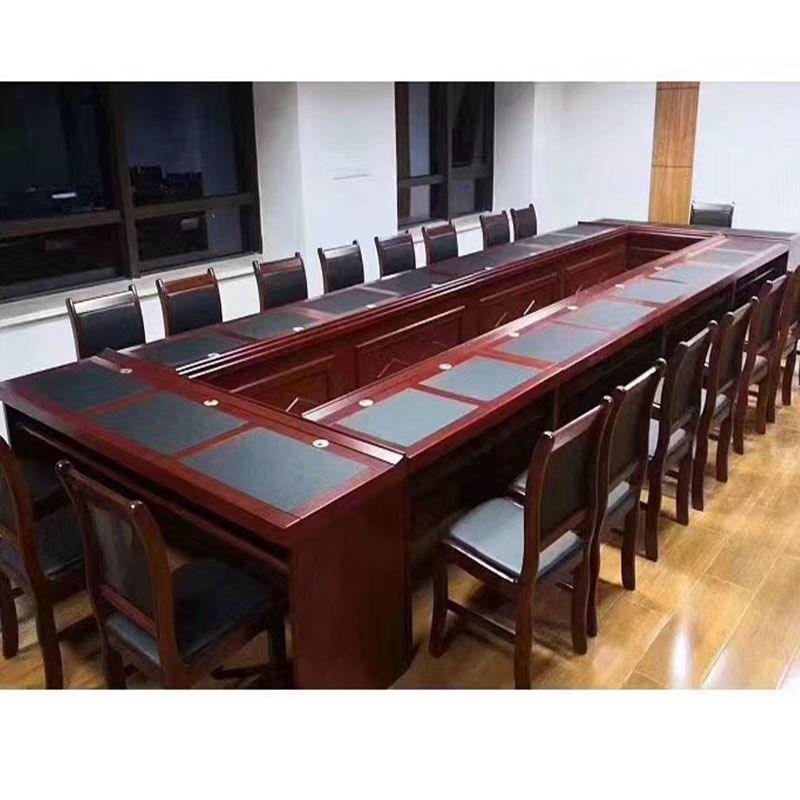席台会议桌木皮条桌演讲台会议室培训桌椅条形桌实木桌子