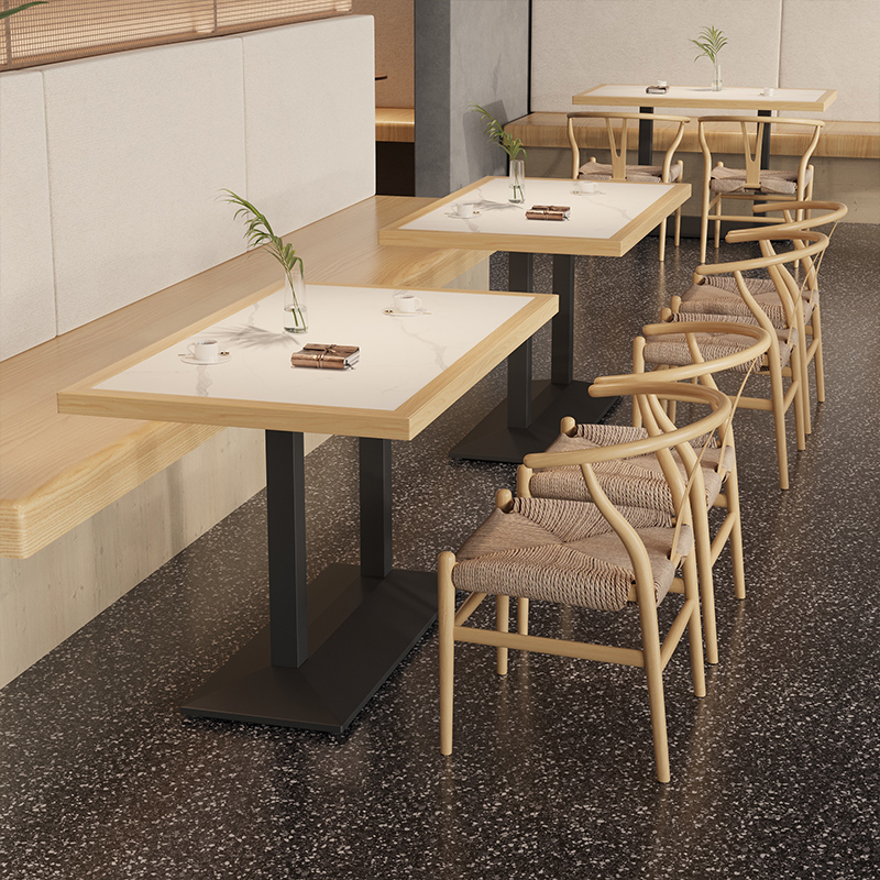 桌子餐饮商用酒店快餐店长方形餐桌奶茶店小方桌定制饭店桌椅