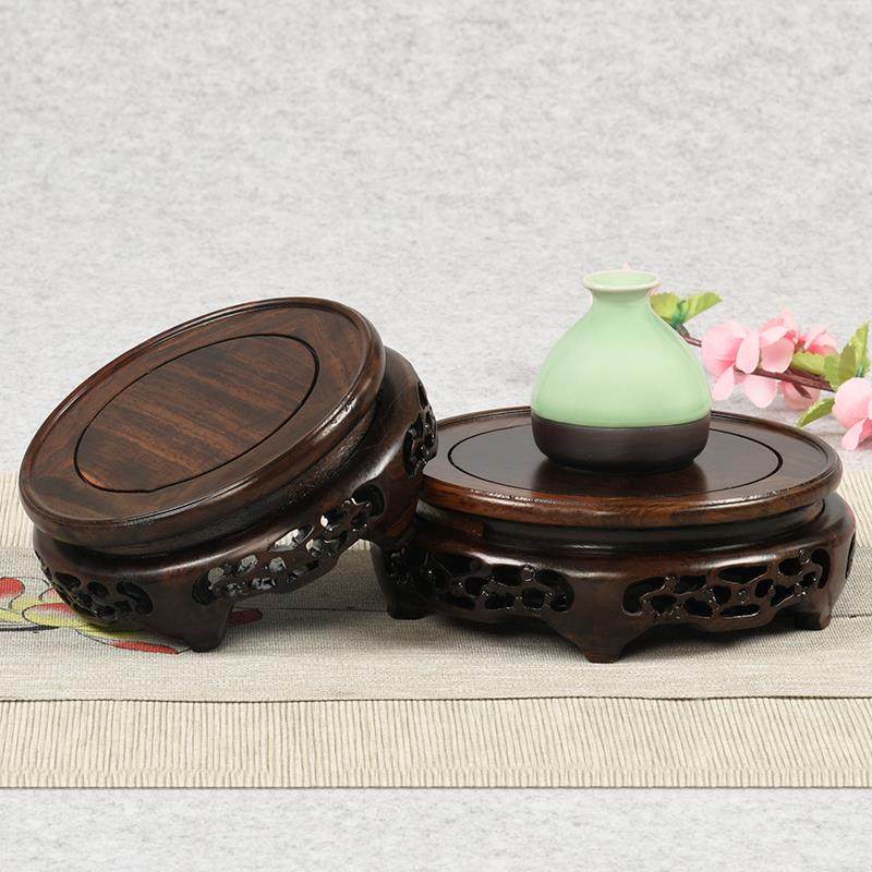 黑檀红木底座盆底座实木托架石头奇石文玩底座圆形,家居饰品,木雕,淘宝优惠券,粉丝福利购,淘宝优惠卷