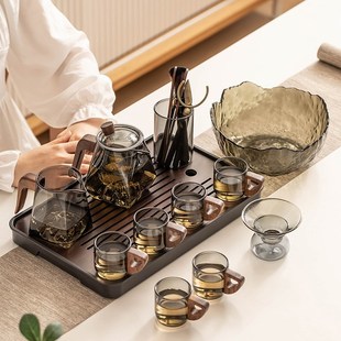 玻璃茶具套装 2024新e款 家用客厅泡茶壶茶盘办公室会客喝茶防烫茶
