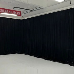 黑色阻燃防火全遮光黑p布丝绒布料舞摄影舞台背景T幕布防尘活动布