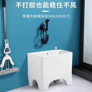 家用拖把池陶瓷高脚地拖桶家用阳台四脚拖L布池卫生间大号洗墩布