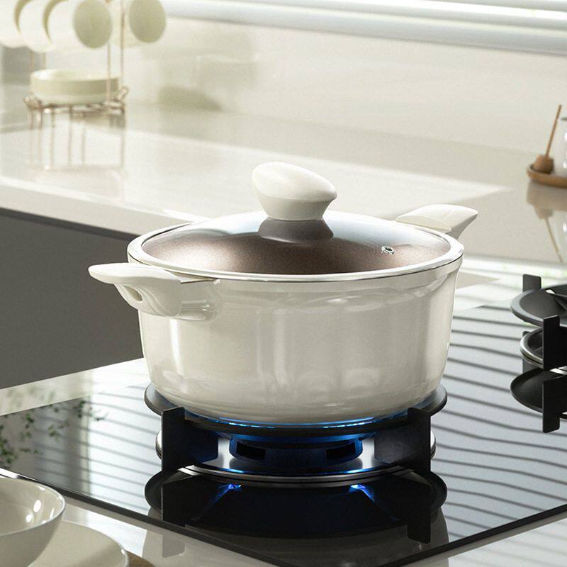 钛上钛汤锅家用陶瓷不粘锅双耳炖煮锅蒸锅搪瓷锅电磁炉燃气灶通用