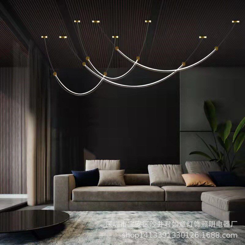 设计师弧形线条客厅笑脸轻奢艺术家具展厅前台吧台样板间吊灯