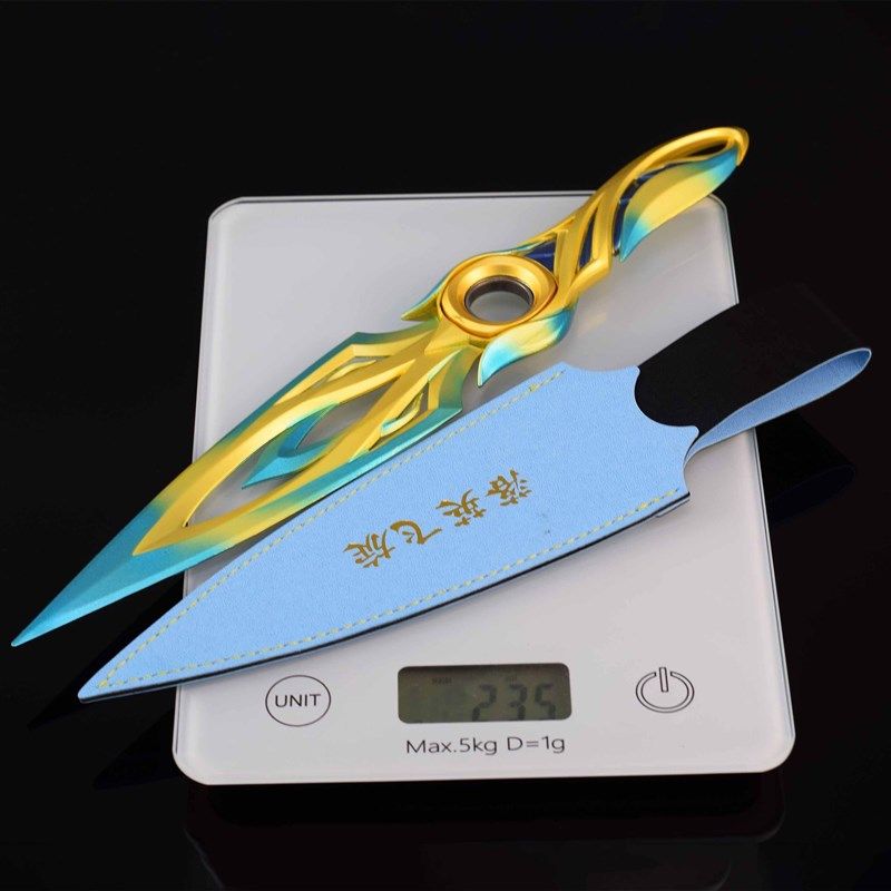 瓦罗兰特游戏周边武器模型落英飞旋蓝色炫彩全金属30CM皮套版兵器