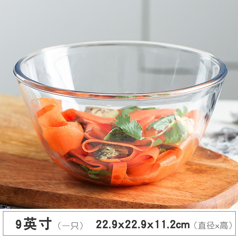 耐热玻璃沙拉碗圆碗 厨房透明米饭碗加厚汤碗微波炉烤盘餐具