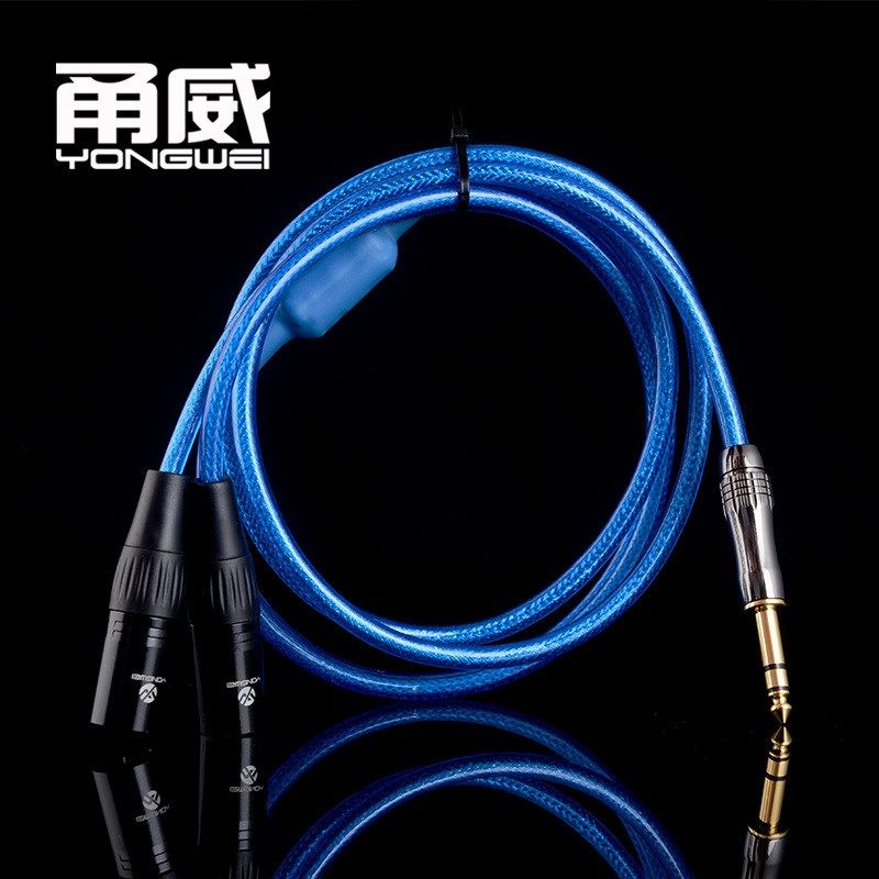 甬威 厂家直销6.35转双卡侬公音频线 6.5大三芯转双卡农一分