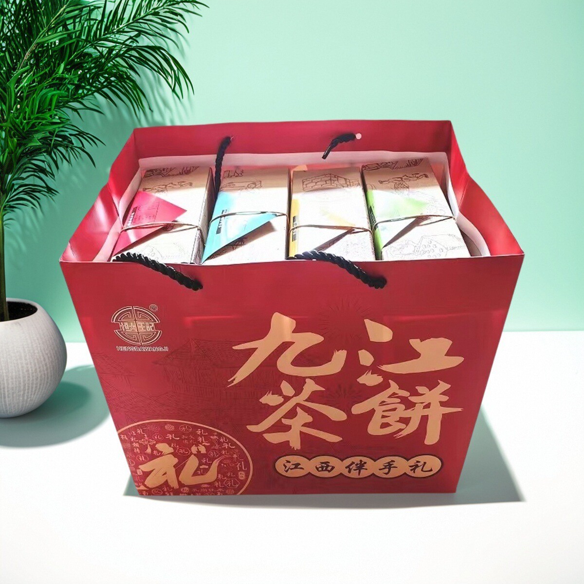 江西土产九江茶饼伴手礼卢山传统茶点休闲食品独立包装送礼礼盒