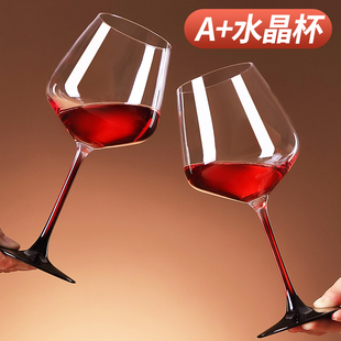 水晶玻璃杯欧式 红酒杯家用套装 勃艮第葡萄酒杯轻奢高档领结高脚杯