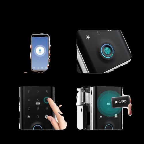 锁霸通通锁霸王钩办公室玻璃门指纹锁免钻孔密码锁关免地插智能