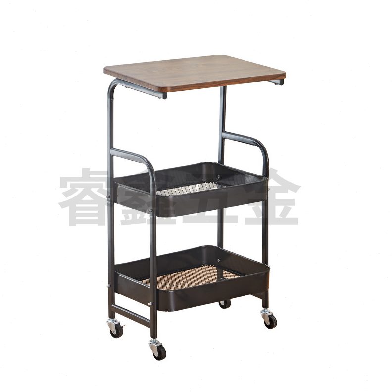 中古风置物架可移动小推车多层可收纳电脑桌落地厨房卧室储物架子