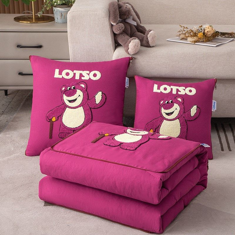 草莓熊毛巾绣靠垫被抱枕被家用车载靠枕办公室午睡枕头毯子二合一,居家布艺,抱枕被,淘宝优惠券,粉丝福利购,淘宝优惠卷