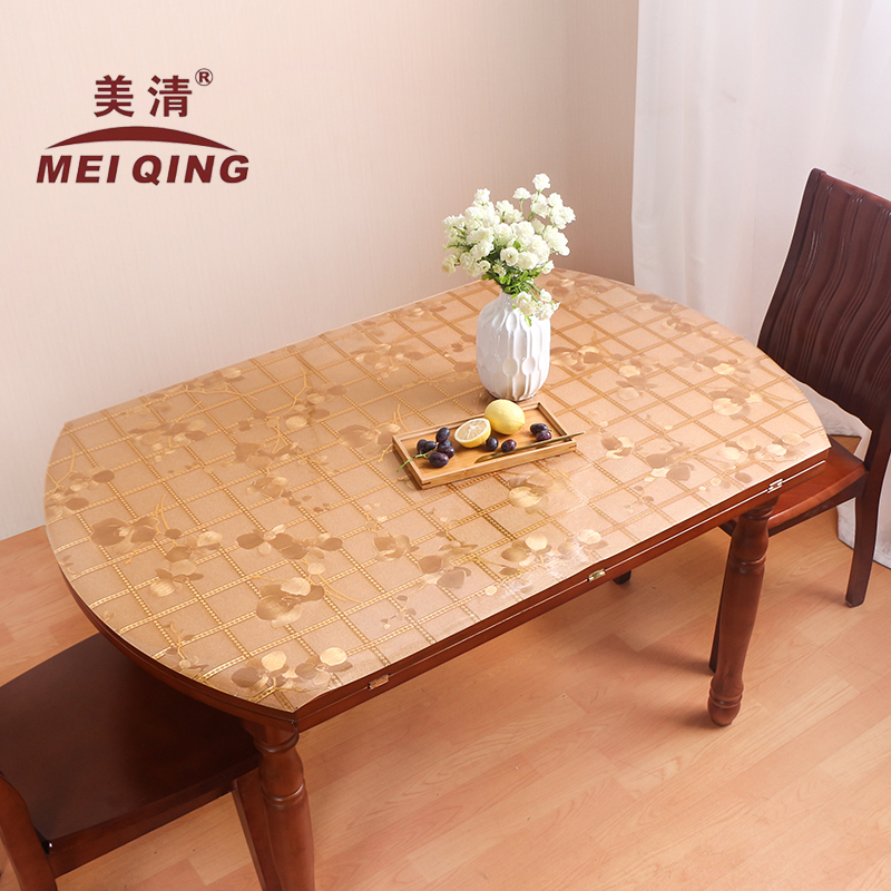 烫金椭圆餐桌垫软玻璃伸缩折叠桌椭圆形桌布pvc防水防烫防油免洗