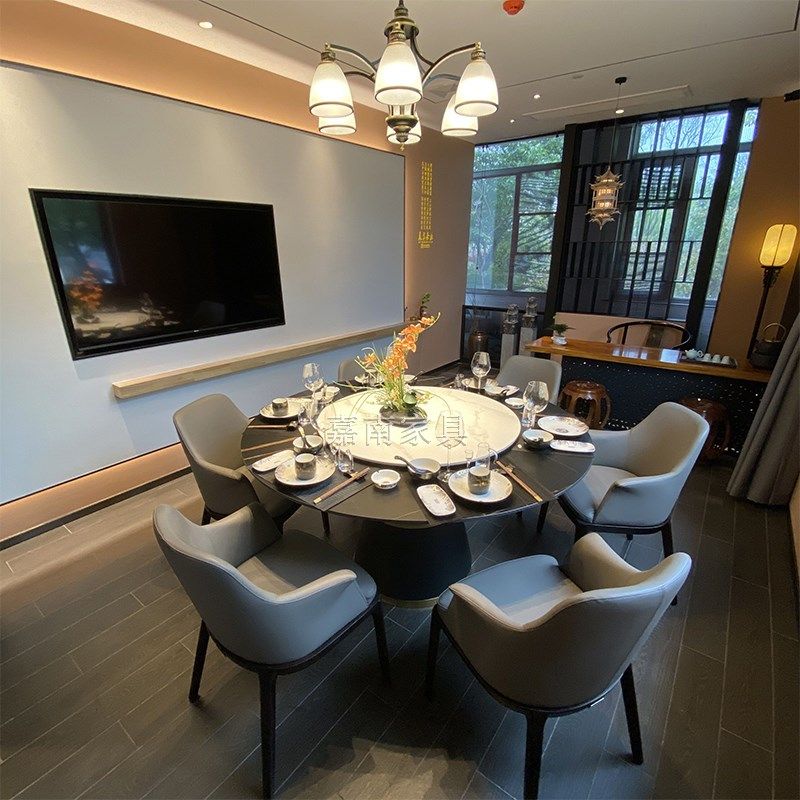 新岩板酒店电动大圆桌饭店手动餐桌椅人人圆桌大理石餐桌,住宅家具,大理石餐桌,淘宝优惠券,粉丝福利购,淘宝优惠卷