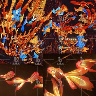 非遗鱼灯豫园飞天鱼花灯中秋节春节元宵灯会彩灯金鱼花灯手工制作