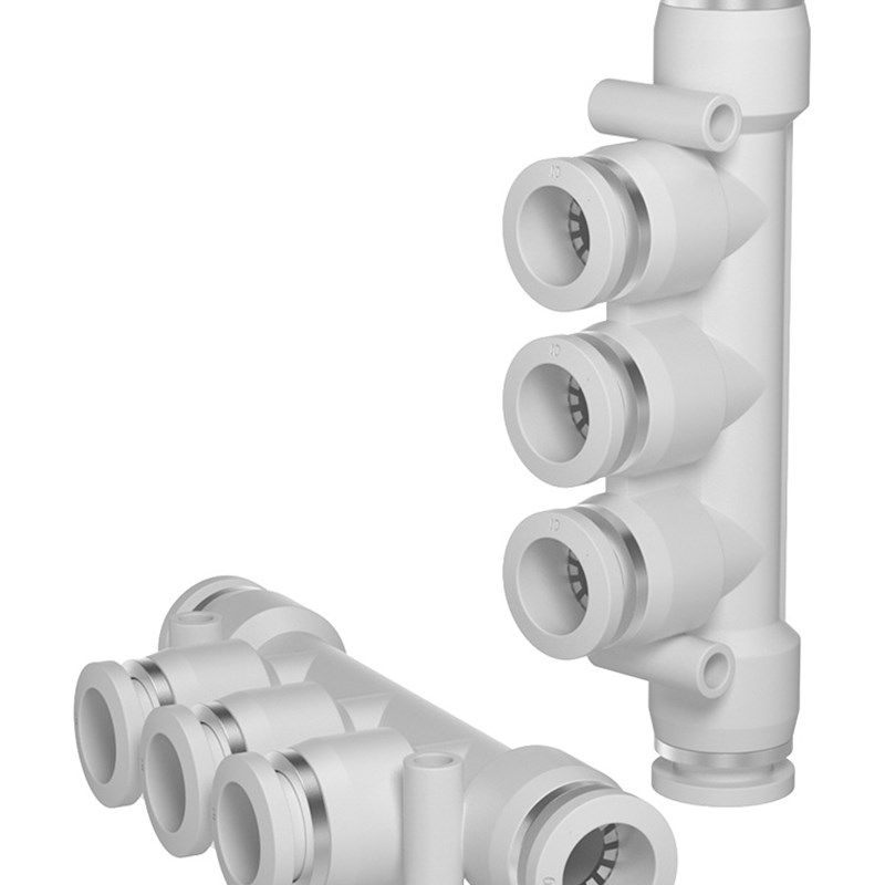 TPM朝日气动精品白色APK快速接头塑料气管五通快插接头PK-100只装