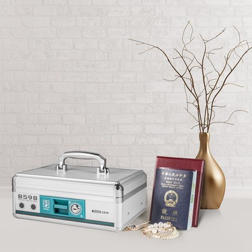 金隆兴铝合金带锁收银箱便携式多功能现金收银盒提款箱金属钱箱盒