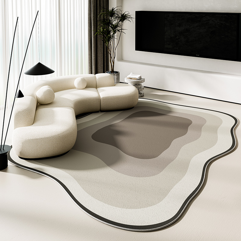 奶油风异形地毯家用卧室不规则云朵沙发茶几毯高级免打理定制地垫