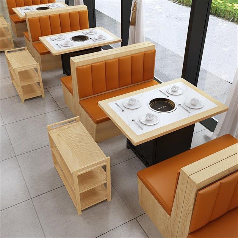 定制实木大理石火锅桌子电磁炉一体商用无烟串串火锅店桌椅,住宅家具,岩板餐桌,淘宝优惠券,粉丝福利购,淘宝优惠卷