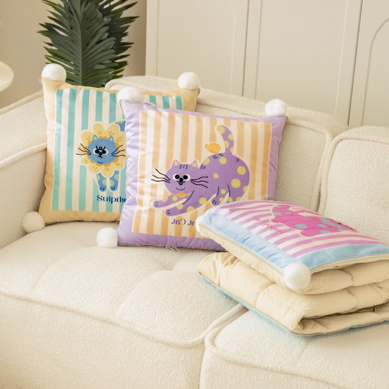 范店猫猫物语车载抱枕被子两用二合一汽车用办公室午睡四季空调被