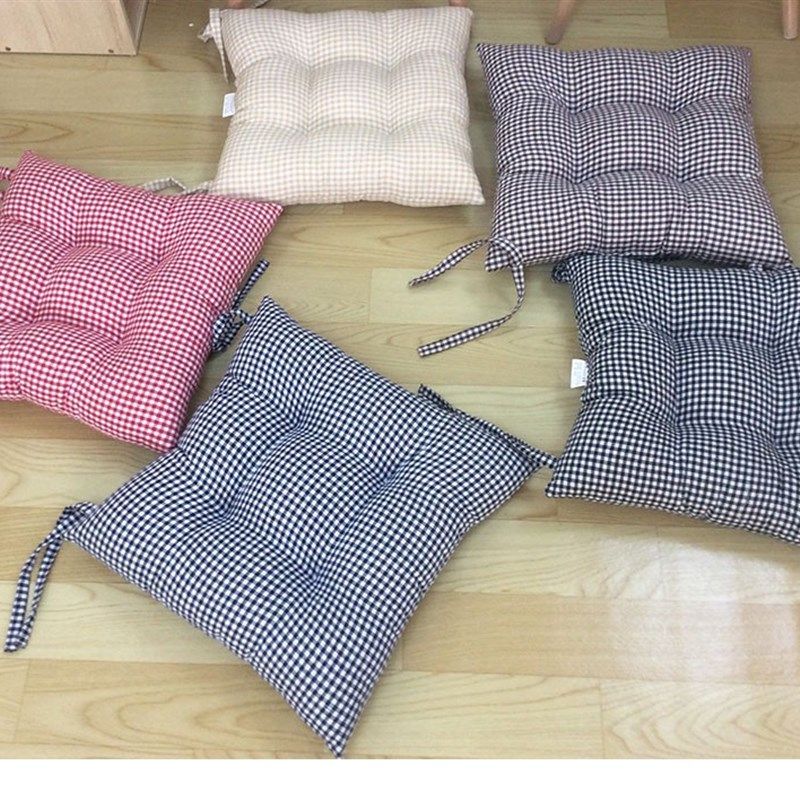 小格子棉麻加厚款坐垫餐椅垫冬季透气办公室学生椅子垫带绑带,居家布艺,椅垫,淘宝优惠券,粉丝福利购,淘宝优惠卷