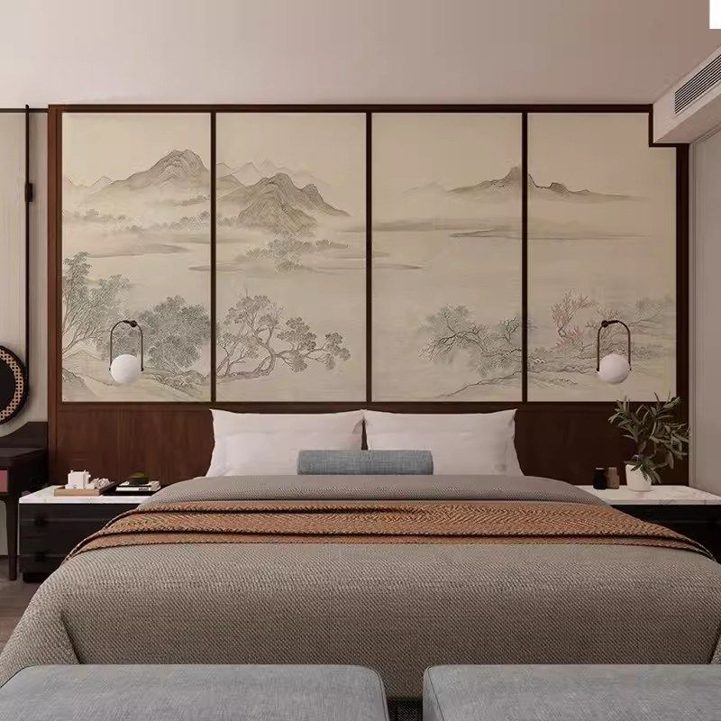 新山水画墙布茶室书房大气素雅背景墙客厅沙发壁纸定制壁画d,家装主材,无纺布墙纸,淘宝优惠券,粉丝福利购,淘宝优惠卷