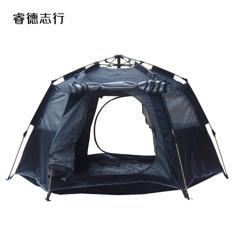 户外露营帐篷大六角防雨防晒野营过夜便携全自动免安装