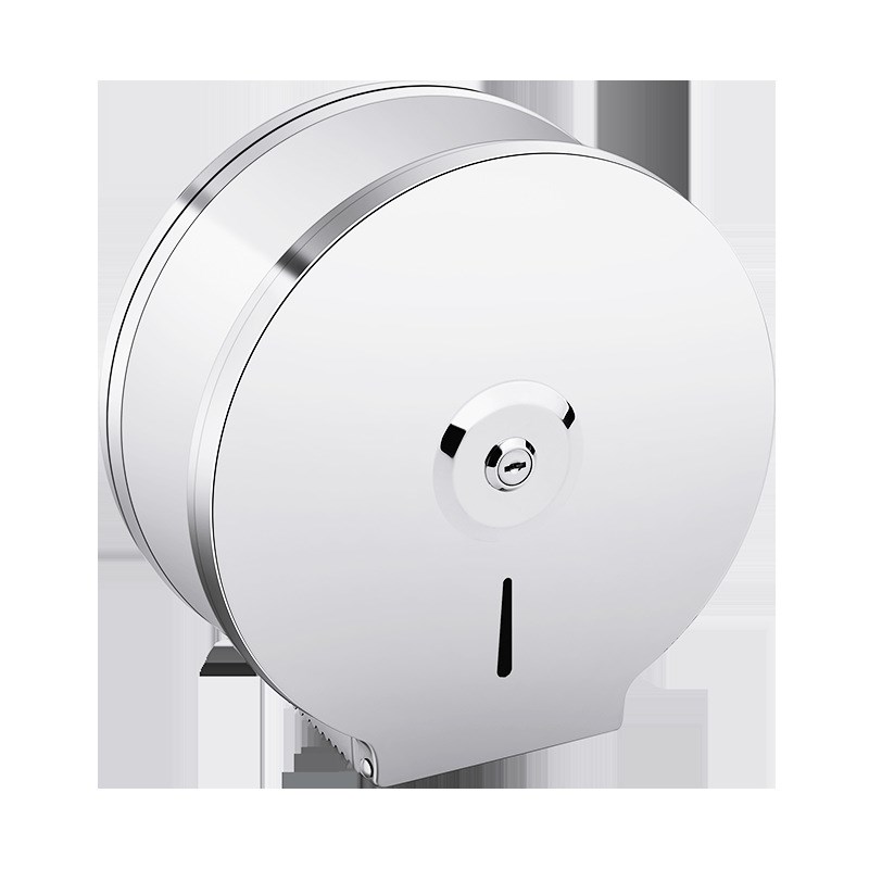 不锈钢大卷圆形纸巾盒现代简约酒店卫生间浴室打孔纸盒卫生