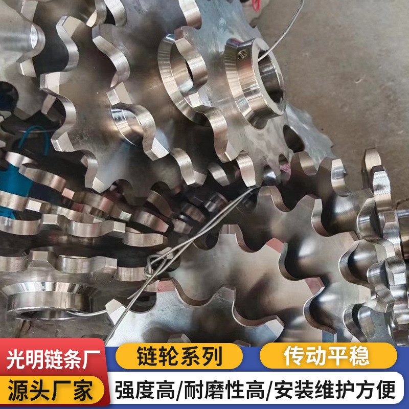 不锈钢链条链轮单双排大节距机械传动链轮非标工业输送链轮厂家