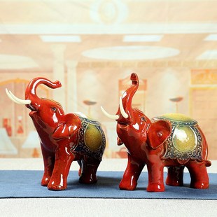 厂家直供 家居陶瓷大象吉祥摆件zkz043陶瓷工艺品 陶瓷工艺品