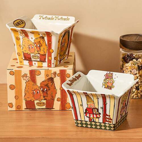 星星人餐具鸡腿兄弟泡面碗陶瓷碗水果沙拉碗爆米花薯条儿童零食碗