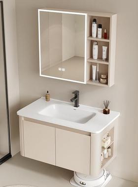 便利侧边收纳储物浴室柜蜂窝铝组合卫生间洗漱洗脸洗手陶瓷一体盆