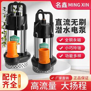 无刷直流潜水泵12V24V48V60V72V伏电动车电瓶式 农用灌溉抽水泵机