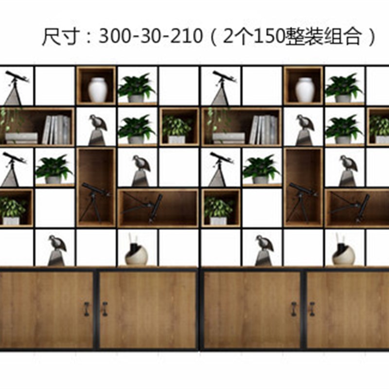 铁艺隔断置物架新中式博古架简约工业风书架储物柜办公玄关展示架
