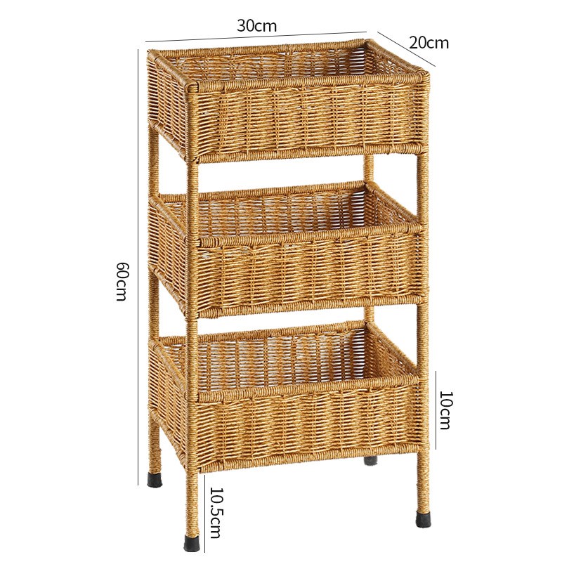仿藤编储物架装饰置物架手工编织多层收纳架子家用杂物整理架
