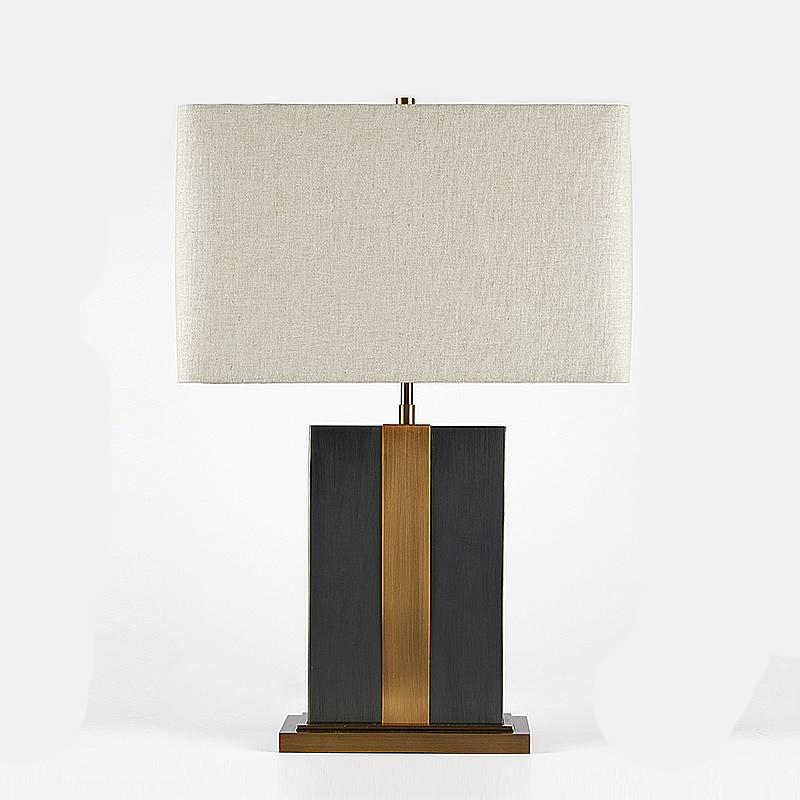 美式乡村简约黑色方形大理石台灯新中式样板间客厅卧室床头装饰灯