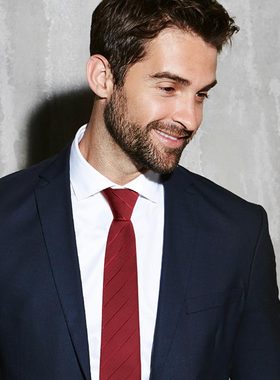 拉炼式领带男红色结婚新郎商务婚礼正装男士懒人条纹酒红免打结黑