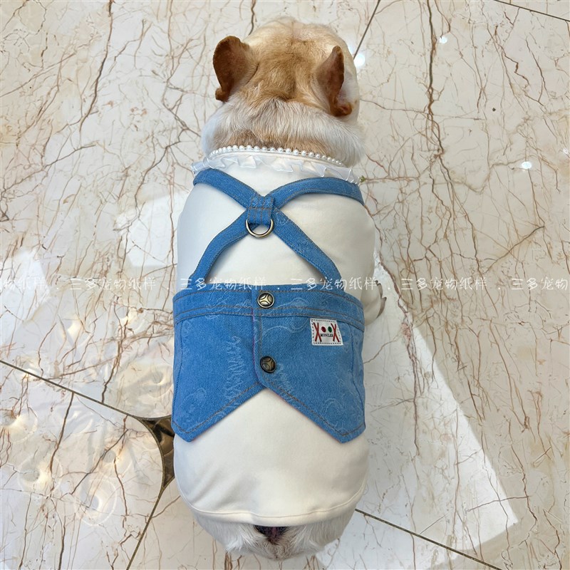 宠物猫狗牛仔抱婴袋裙图纸围裙纸样可牵引绳猫咪比熊法斗裙子样版