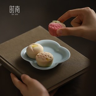 精致小茶碟陶瓷茶点点心盘商用中秋月饼喜饼盘展示盘糕点摆盘 中式