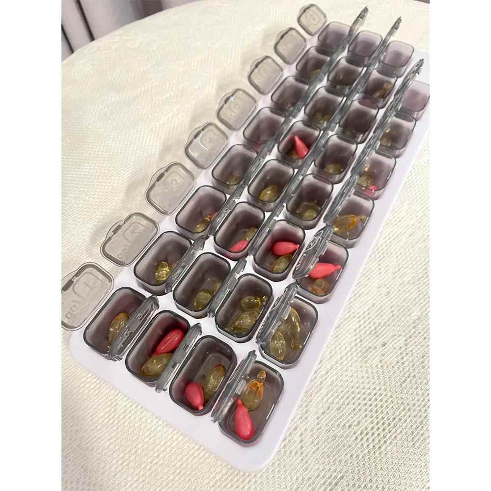 日系婴儿药盒药品ad和d3分装盒30一个月吃药提醒老人31天便携分药