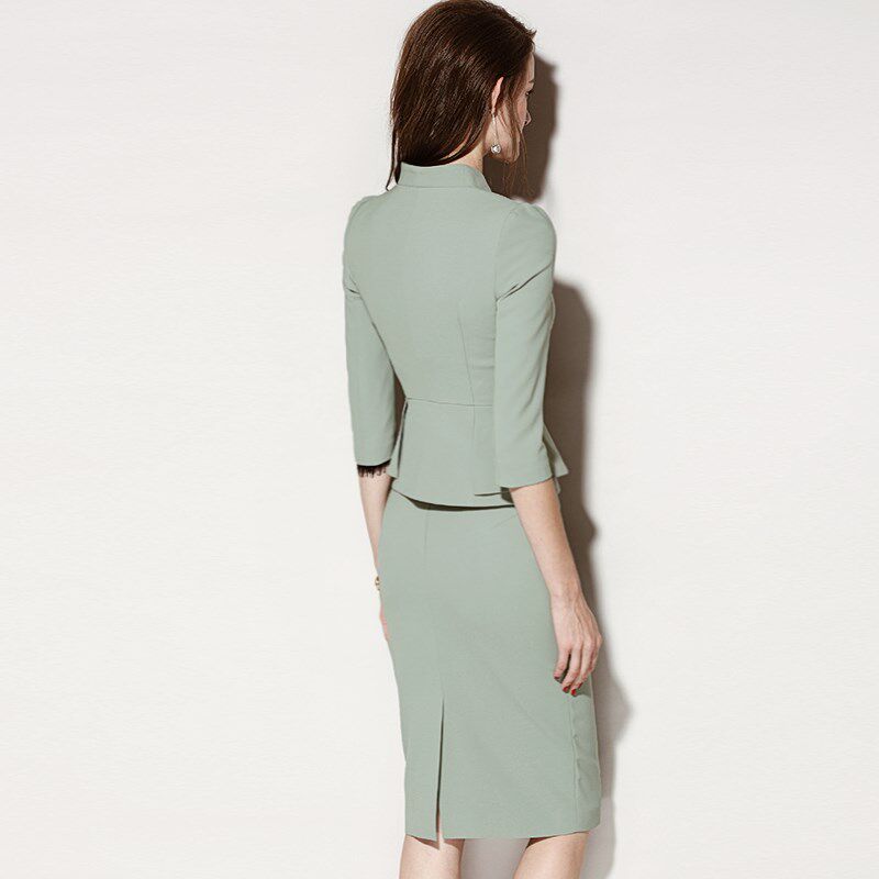 颈袖添香2024秋冬新款职业套装女裙商务气质女神修身收腰西装套裙